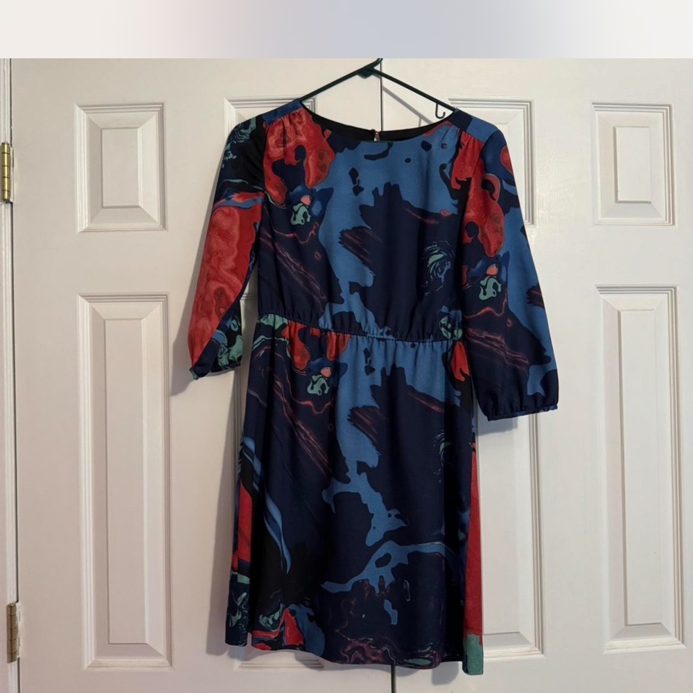 Mac & Jac Blue and Red Patterned Dress